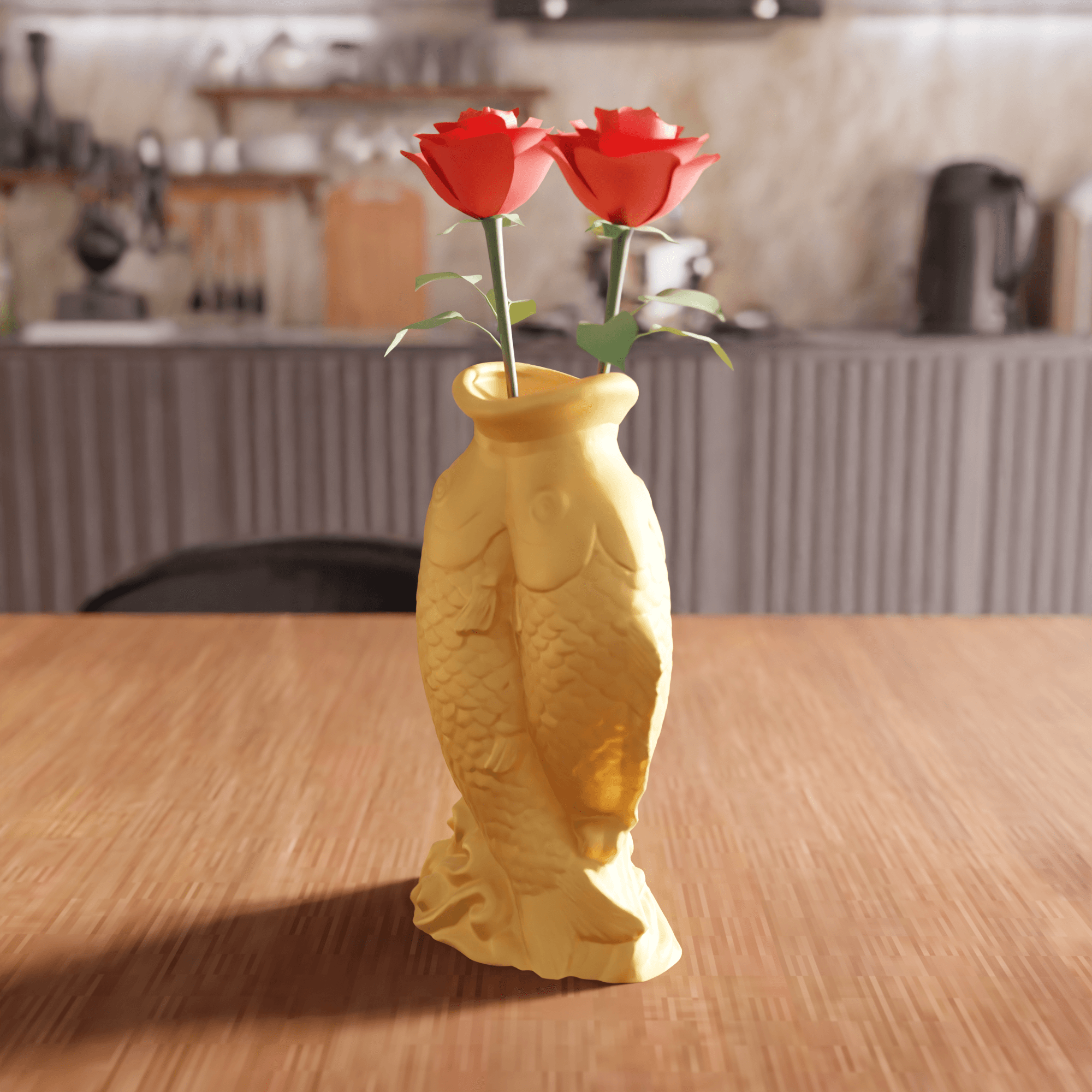 Feng Shui Twin Koi Fish Vase 3d model