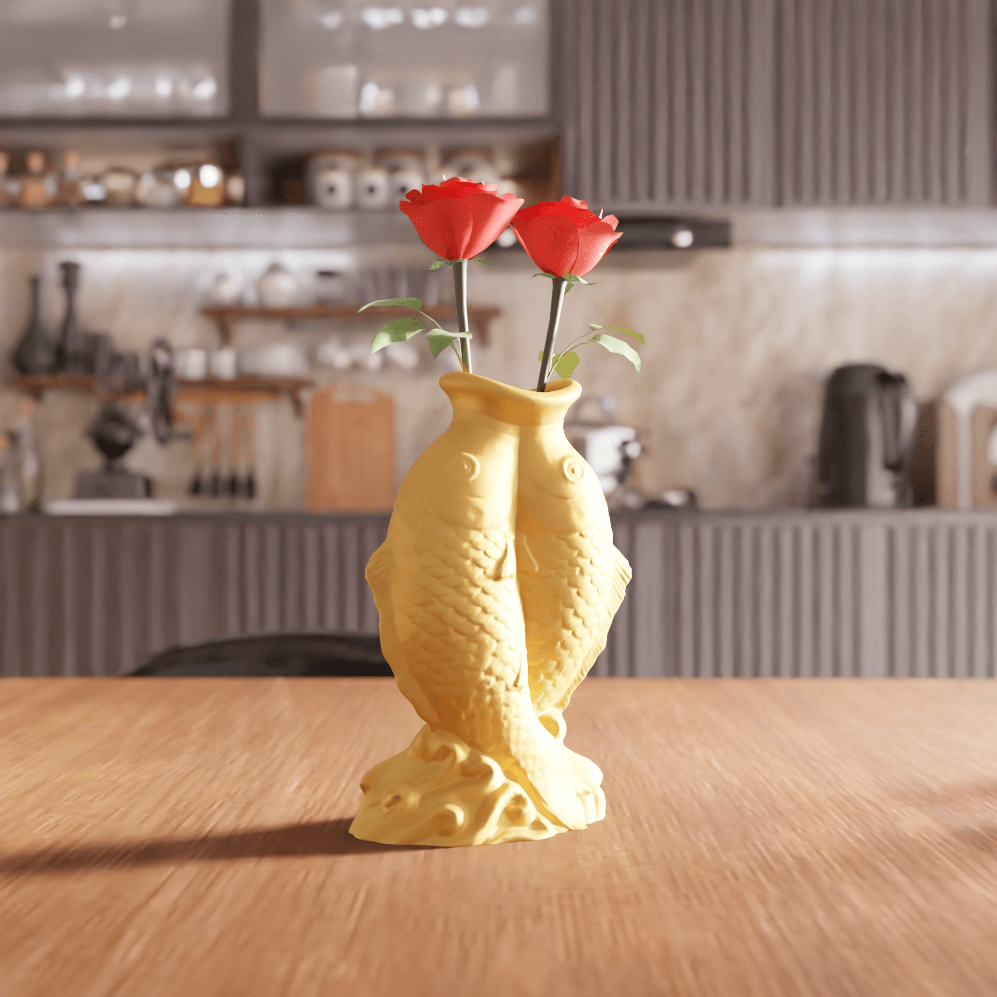 Feng Shui Twin Koi Fish Vase 3d model