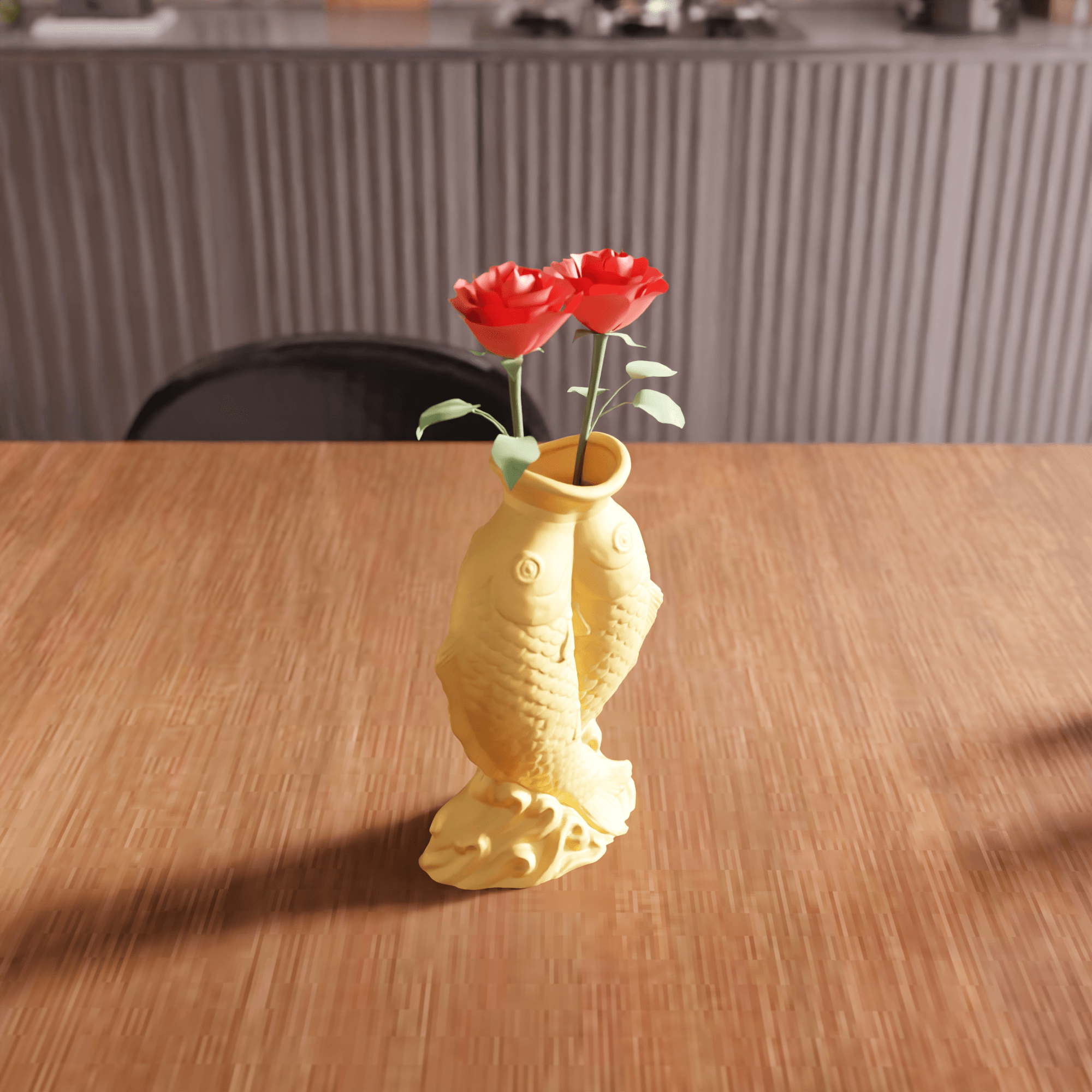 Feng Shui Twin Koi Fish Vase 3d model