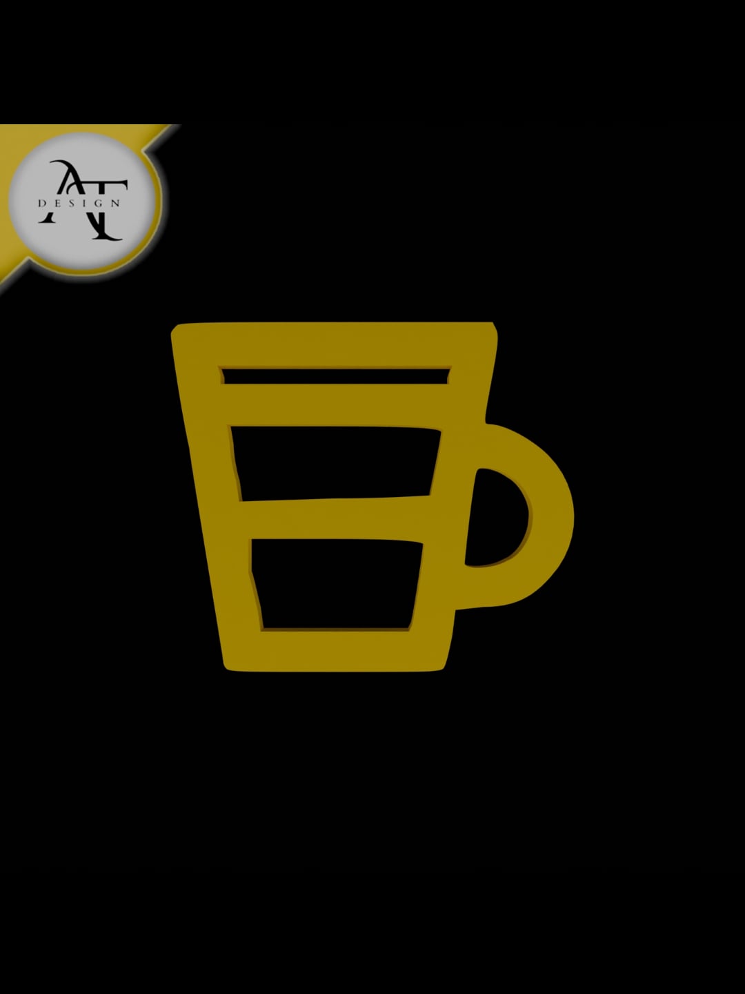 Simple Coffee Cup Symbol - 2D Art 3d model