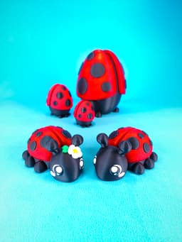 Cute Flexi Ladybug (Toy, Keychain & Magnet) 3d model