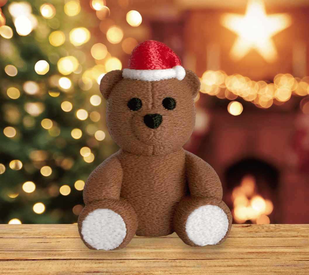 Teddy Bear Fuzzy Skin With Santa Hat Ornament / Figurine 3d model