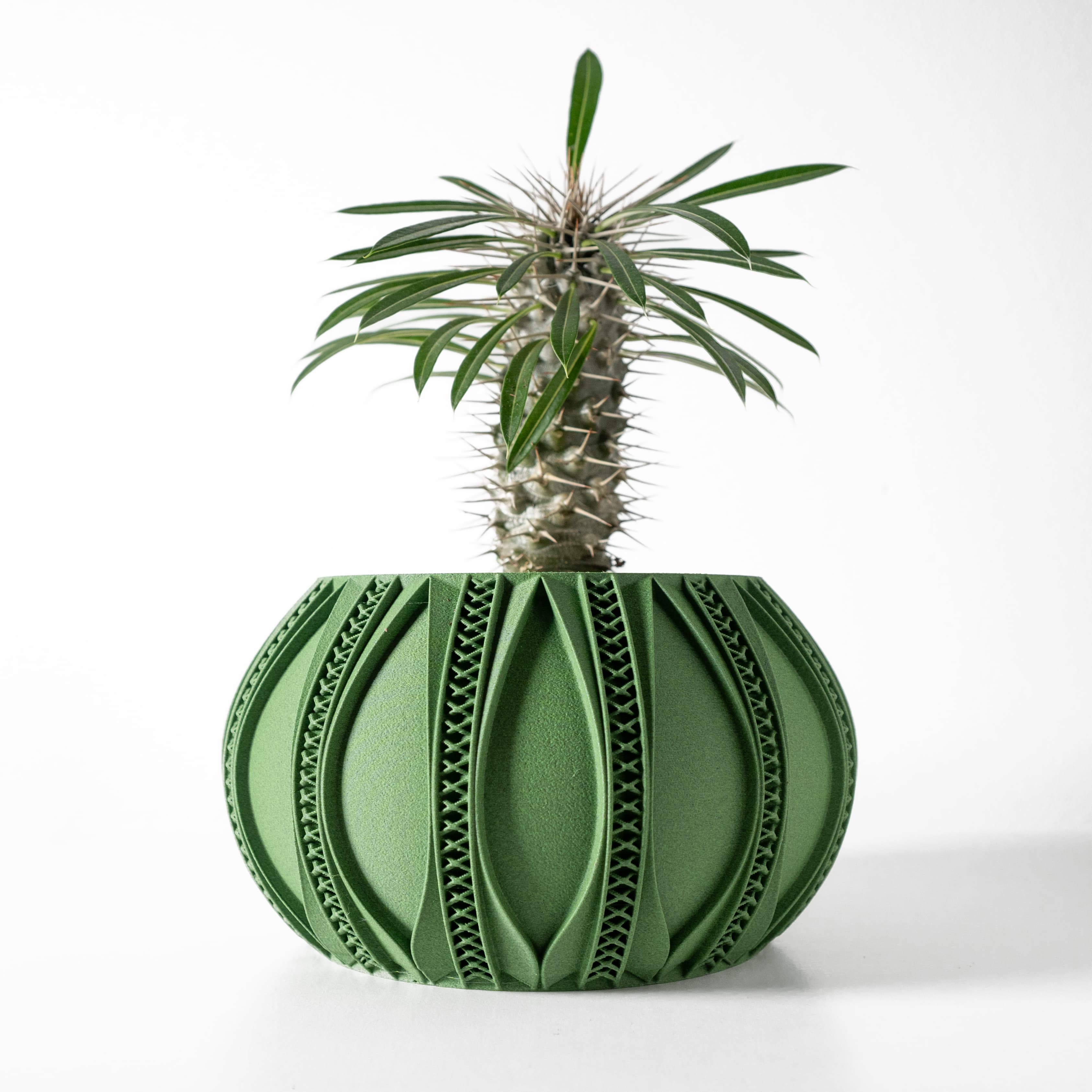 The Ryne Planter Pot with Drainage Tray & Stand: Modern and Unique Home Decor for Plants 3d model