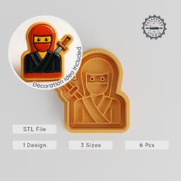 Ninja Shape Cutter & Stamp Set for Cookies, Fondant, Japanese Stealth Fighter Theme, S/M/L, 6 Pieces PRODUCT_1269 3d model