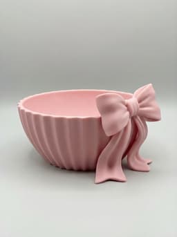 Coquette Ribbon Bow Fluted Organizer Bowl - Decorative Scalloped Trinket Dish 3d model