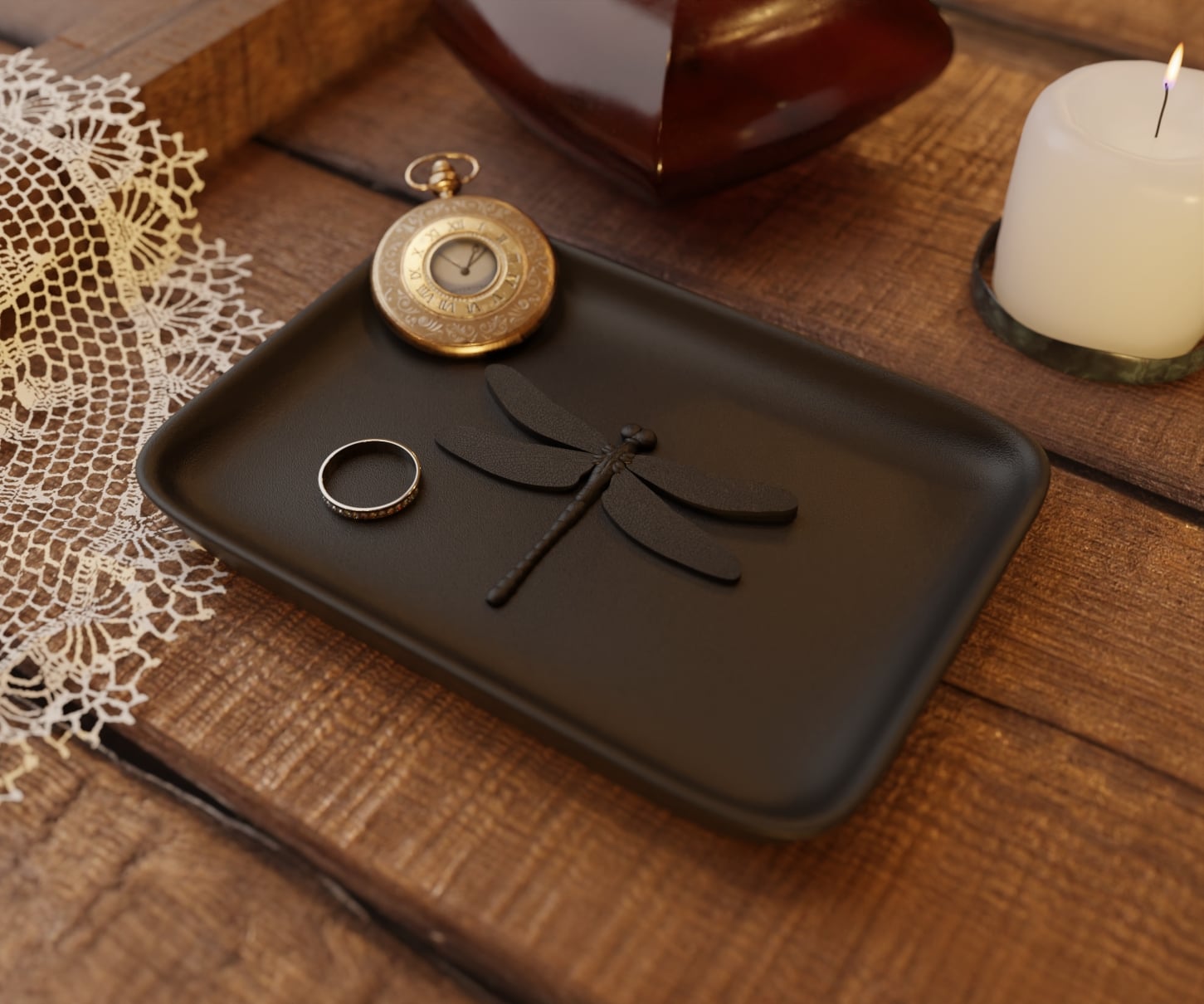 Dragonfly Tray — Nature-Inspired 3D Printed Tray 3d model