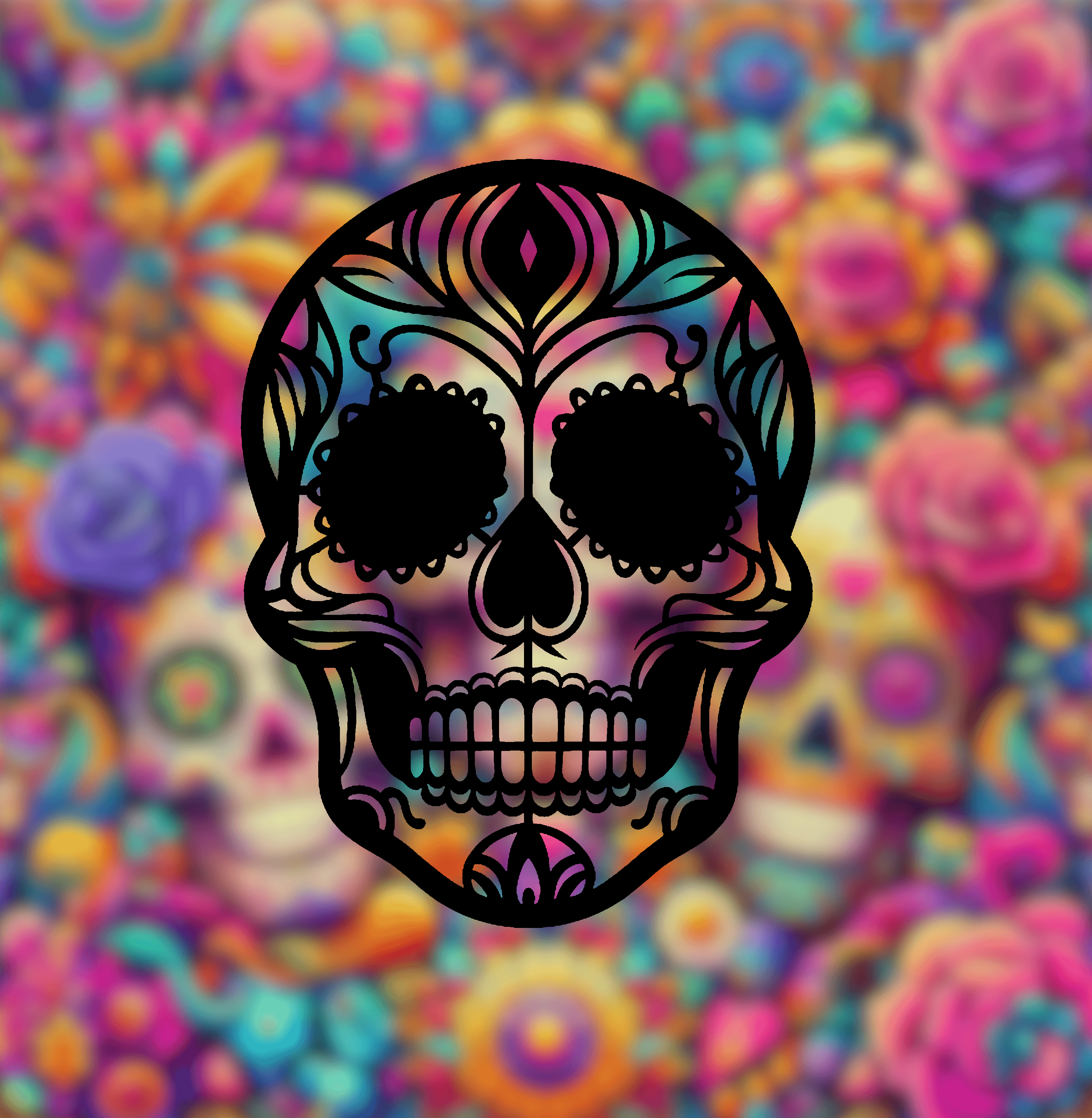 Sugar Skull Stained Glass Style (2D Geometric Wall Art) 3d model