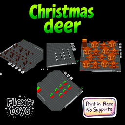 Cute Christmas Deer – Flexible Print-in-Place Holiday Toy 3d model