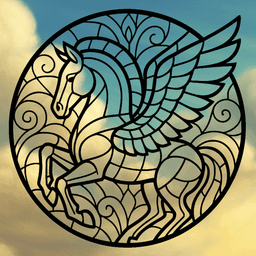 Pegasus 2D stained glass art 3d model
