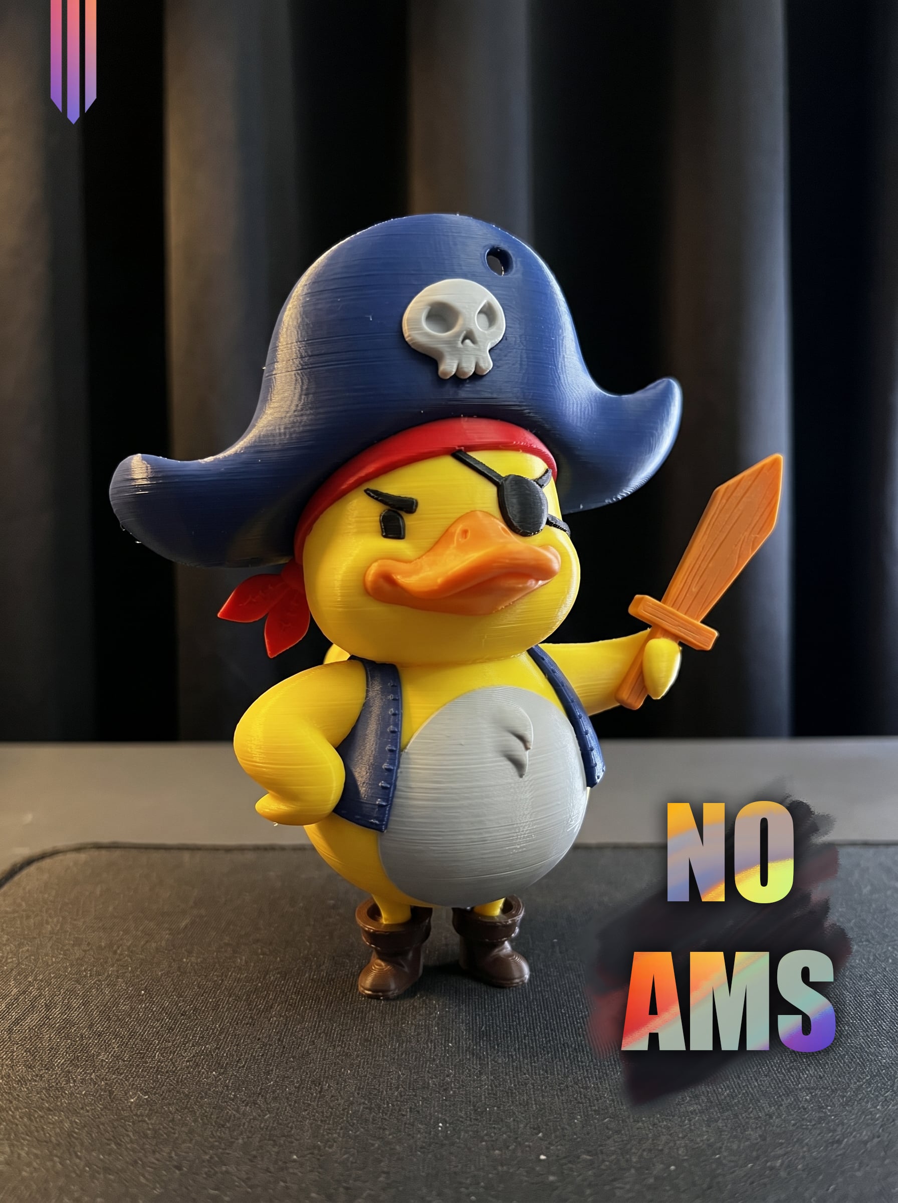 Pirate Duck STL | Cute Figure 3D Print | No AMS 3d model