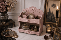 Vintage Vanity Shelf STL | Kawaii Desk Organizer 3D Print File | Coquette Makeup Storage Shelf | Cut 3d model