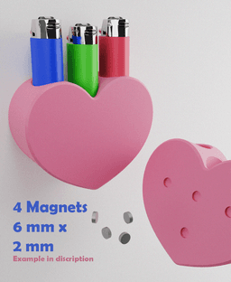 Heart Lighter Holder Magnet 3d model