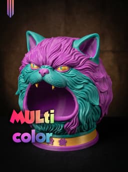 Demon Cat Bowl 3MF | Gothic Decor Multi-Color | Functional 3d model