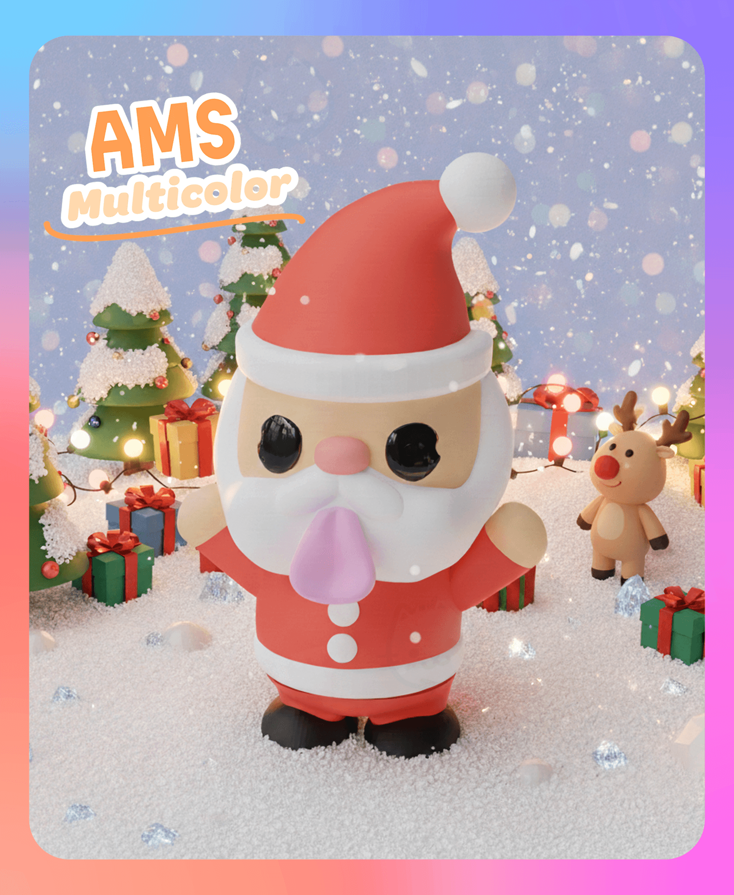 Flexi Santa Claus Keychain (Multicolor) 3d model