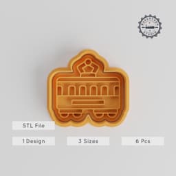 Tram Shape Cutter & Stamp Set, 6-Piece, Small Medium Large, Perfect for Cookies & Fondant, City Vehicle Decor, Transportation Design PRODUCT_3283 3d model