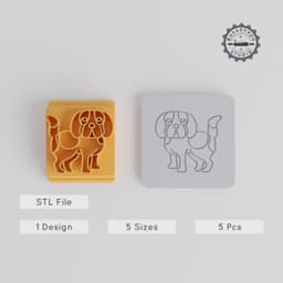 Beagle Motif Stamp Tile Set, 5 Sizes for Clay & Cookie Decorating, Perfect Pet Puppy Design in 20-40mm PRODUCT_5357 3d model