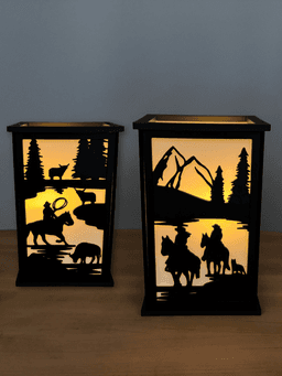 Cowboy Cowgirl Lamp Tea light Candle holder No supports Easy Print 3d model