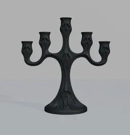 Halloween Haunted Candelabra - Ghost Face Candle Holder - 5-Arm Gothic Candelabra for 22mm Candles 3d model
