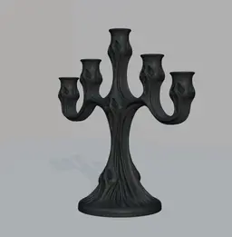 Halloween Haunted Candelabra - Ghost Face Candle Holder - 5-Arm Gothic Candelabra for 22mm Candles 3d model
