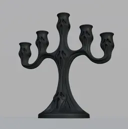 Halloween Haunted Candelabra - Ghost Face Candle Holder - 5-Arm Gothic Candelabra for 22mm Candles 3d model