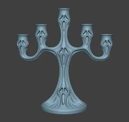 Halloween Haunted Candelabra - Ghost Face Candle Holder - 5-Arm Gothic Candelabra for 22mm Candles 3d model