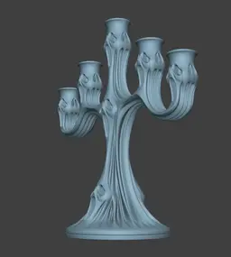 Halloween Haunted Candelabra - Ghost Face Candle Holder - 5-Arm Gothic Candelabra for 22mm Candles 3d model