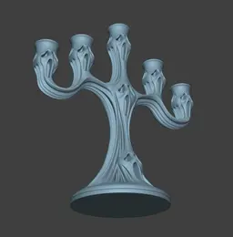 Halloween Haunted Candelabra - Ghost Face Candle Holder - 5-Arm Gothic Candelabra for 22mm Candles 3d model
