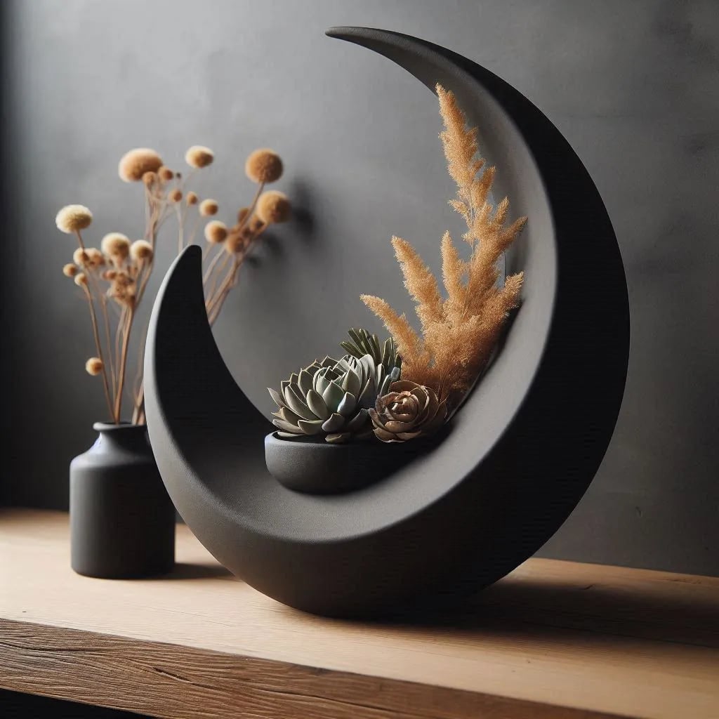 Designer Crescent Decorative Object, Vase, Vessel 3d model