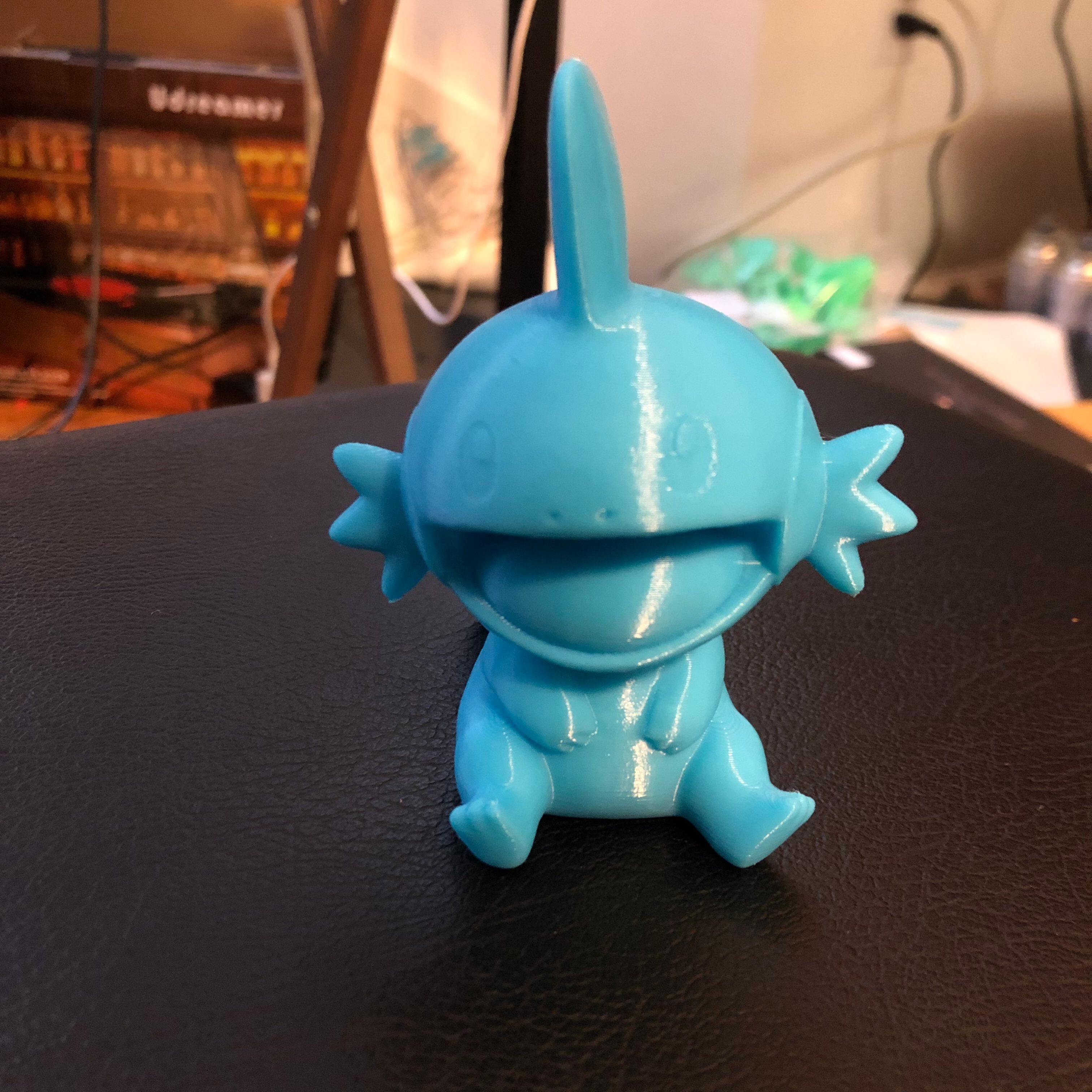 Mudkip(Pokemon) - Printed on Prusa MK3S.  .2mm layer height with a .4 mm nozzle.  Printed in Matterhackers Light Blue PLA. 
 - 3d model