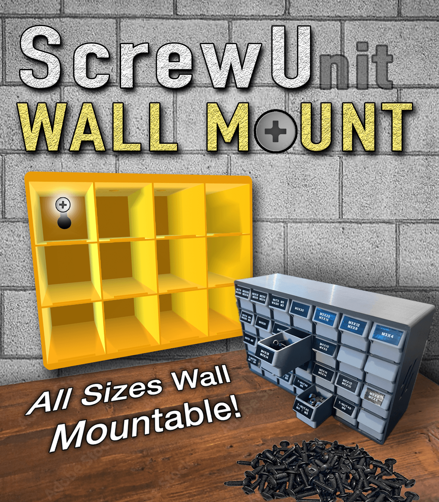 ScrewU-nit Wall Mountable - 4 Sizes 3d model