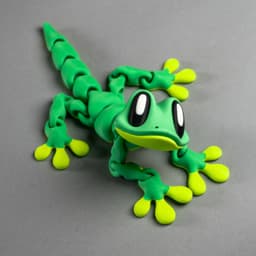 Blob Gecko - Flexi Magnetic Art Toy with Rock 3d model