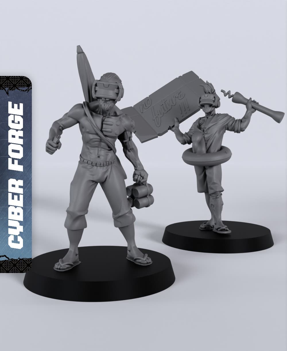 Beach Civilians - With Free Cyberpunk - Sci-Fi Gift Ideas for RPG and Wargamers 3d model