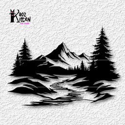 snowy river wall art winter wonderland mountains decor 3d model