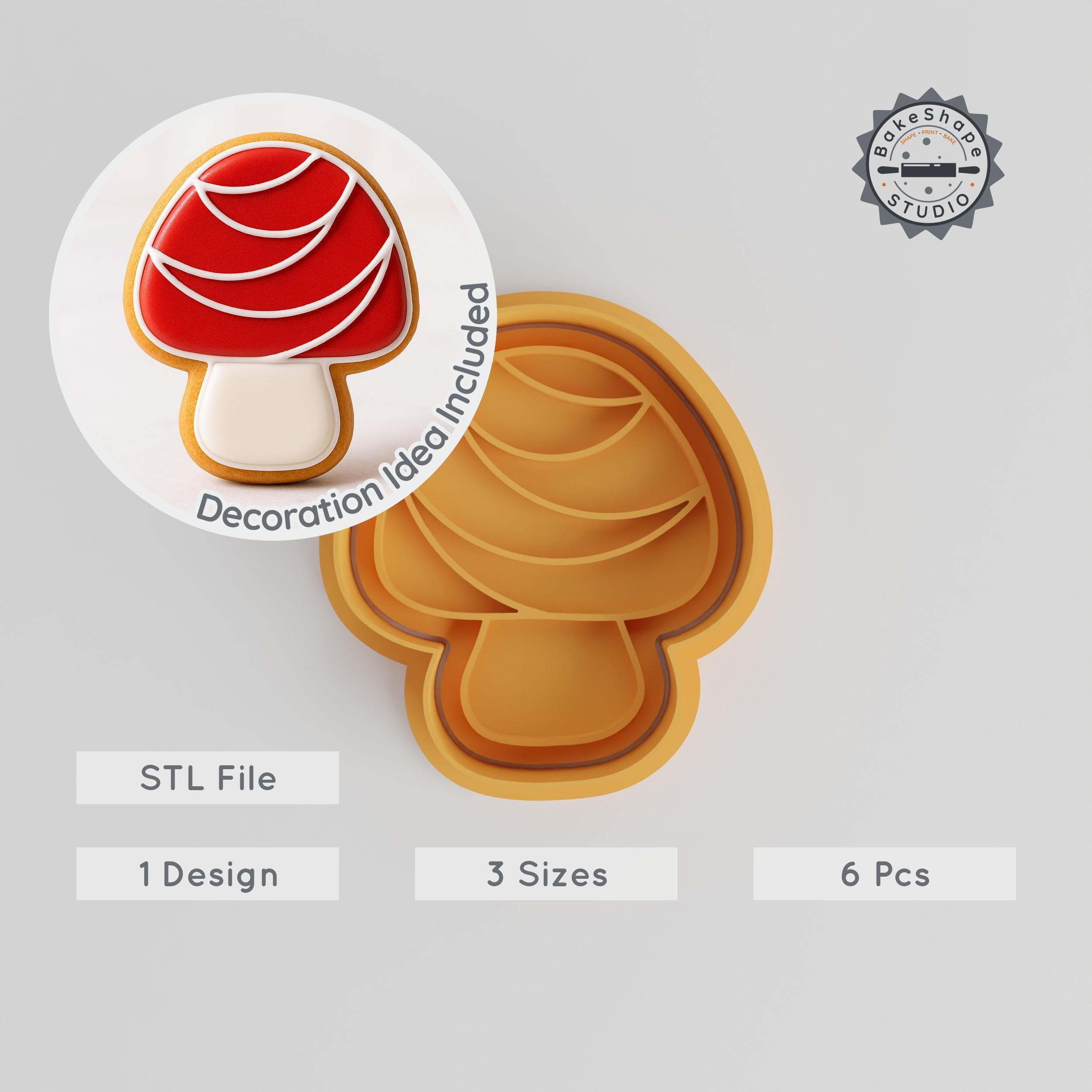 Mushroom Shape Cutter & Stamp, Perfect for Cookies & Fondant, Bundle with 3 Sizes PRODUCT_998 3d model