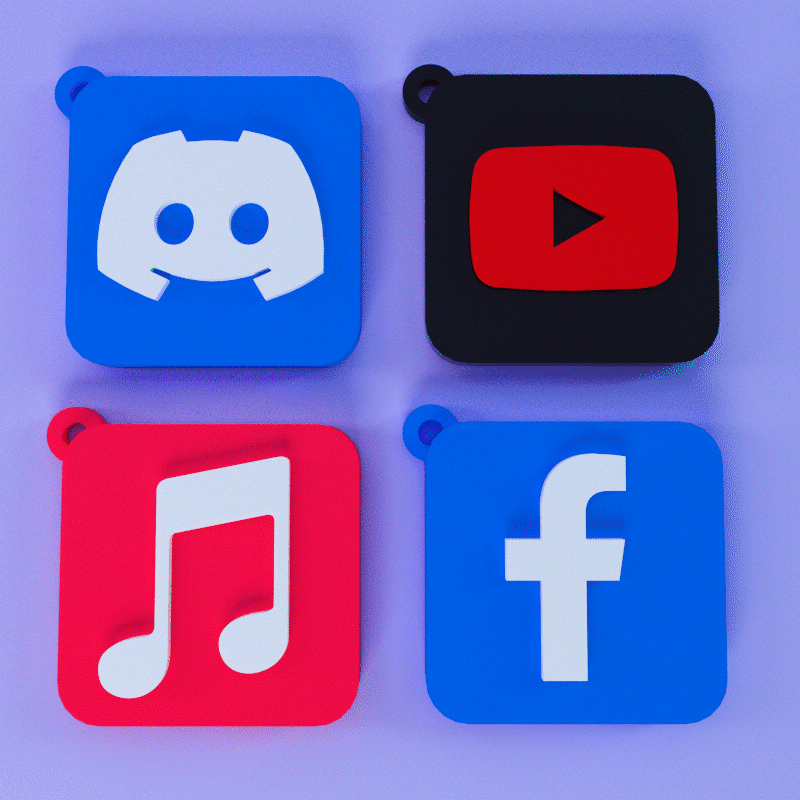 SOCIAL MEDIA KEYCHAINS 3d model