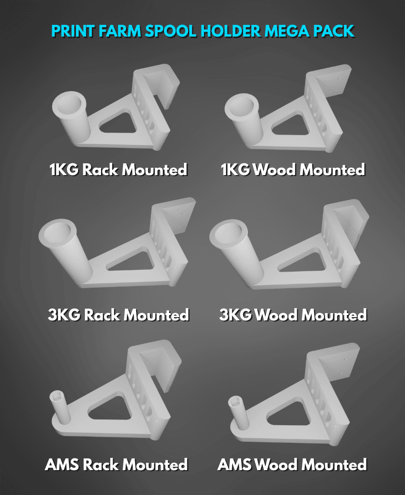 Print Farm Spool Holder - Includes 1KG, 3KG, AMS Lite Versions 3d model