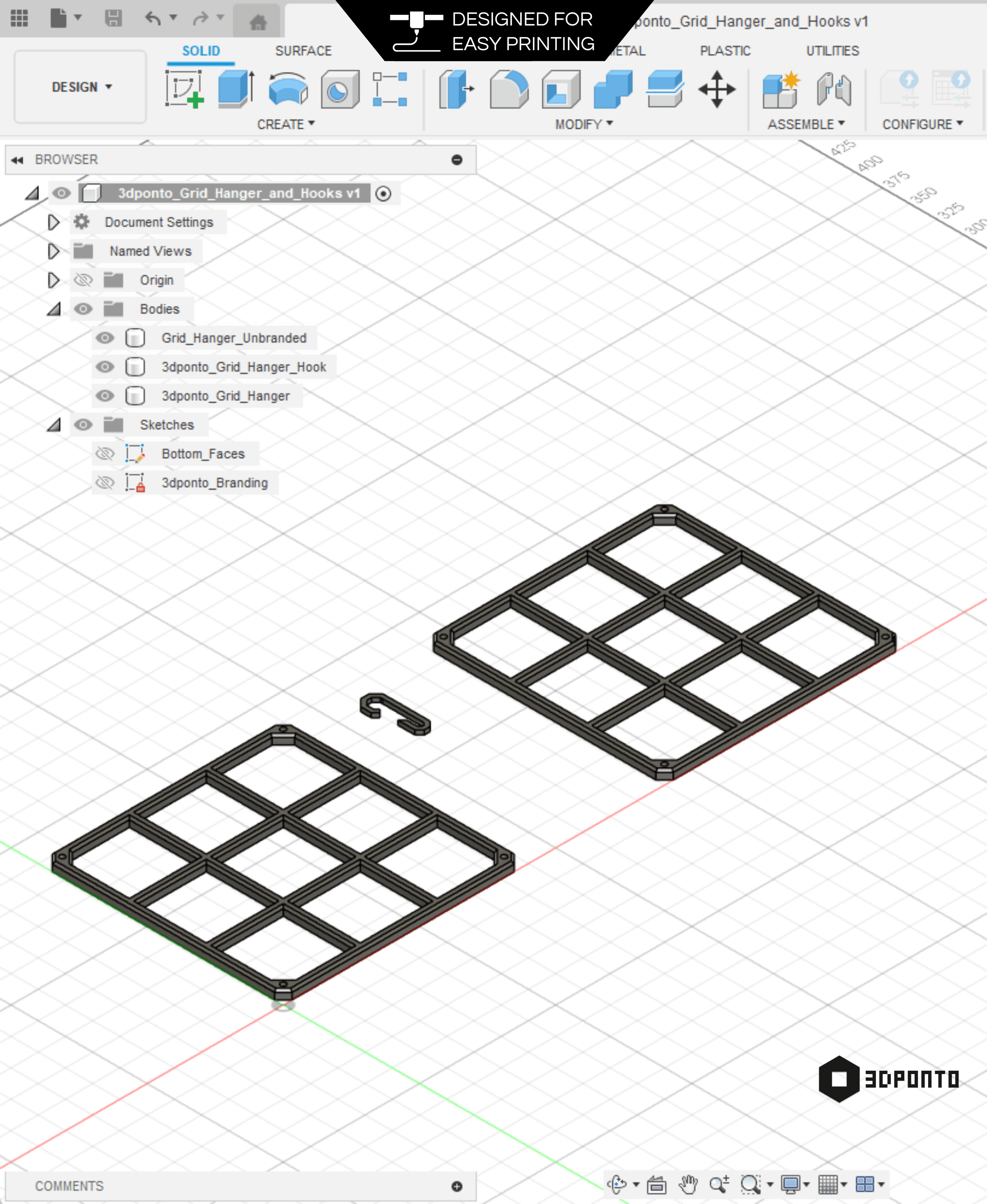 Grid Hanger and Hooks 3d model