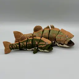 Large Mouth Bass — Fully Articulated Flexy Bass Fish Pre-Painted + Optional Glass Eyes 3d model