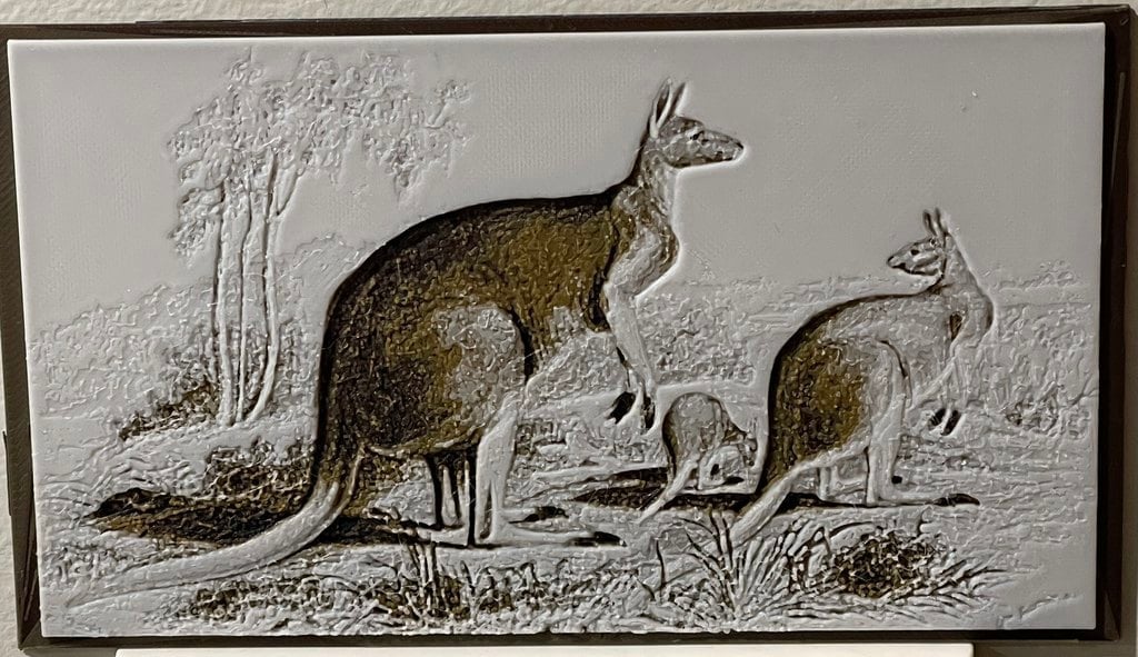 Kangaroos (Macropus Rufus) - Hueforge Print 3d model