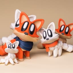 Blob Fox - Articulating Flexi Fidget Art Toy 3d model