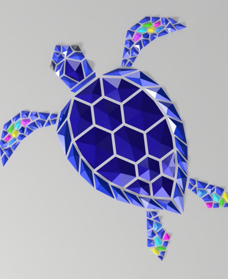 Geometric Sea Turtle wall art 3d model