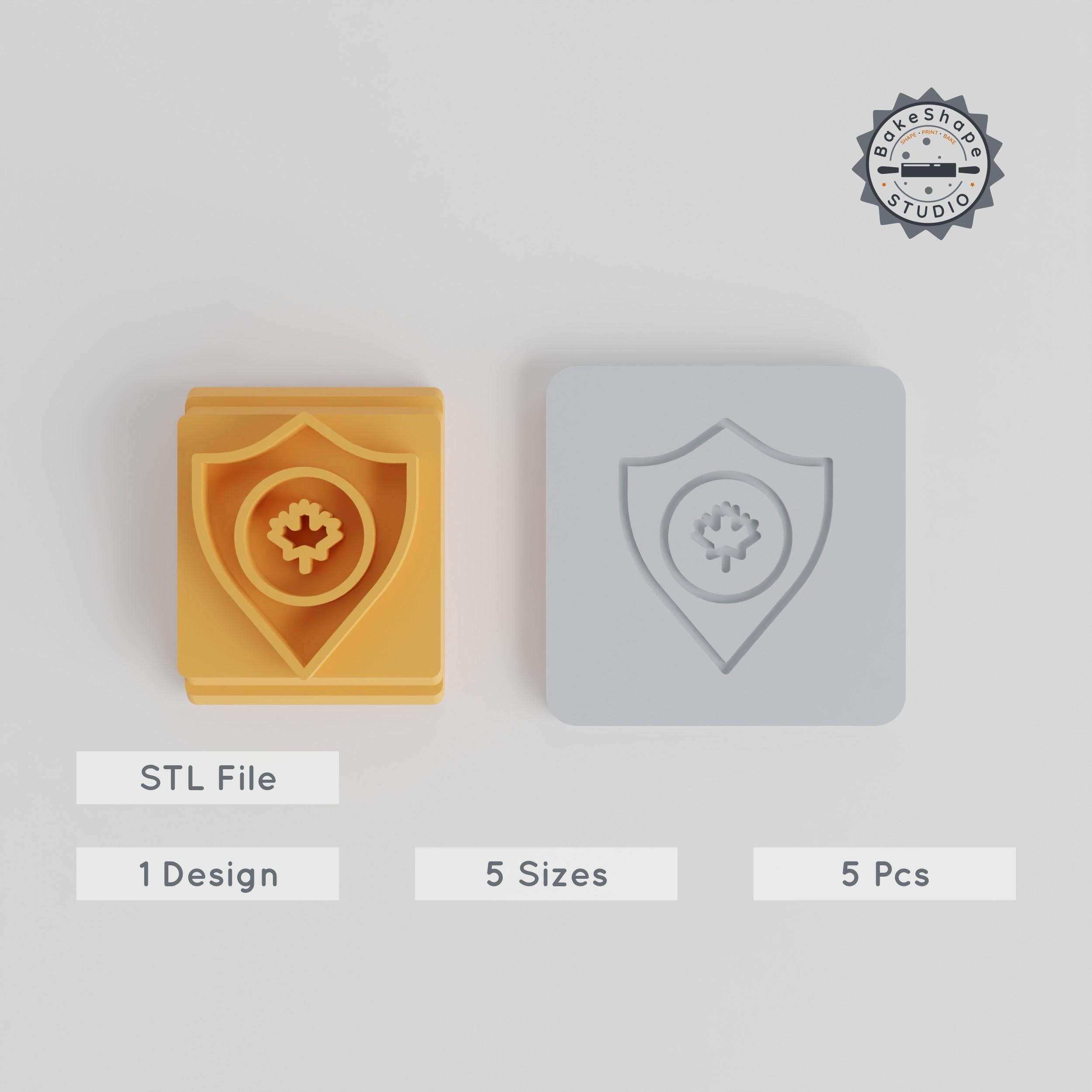 Shield Stamp Tile Set, 5 Sizes, Ideal for Clay, Cookies & Fondant, Includes Guardian, Protector, Security Emblem Designs PRODUCT_5532 3d model