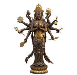 Multi-Armed Divine Deity Relief | CNC Wood Carving & 3D Printing STL 3d model