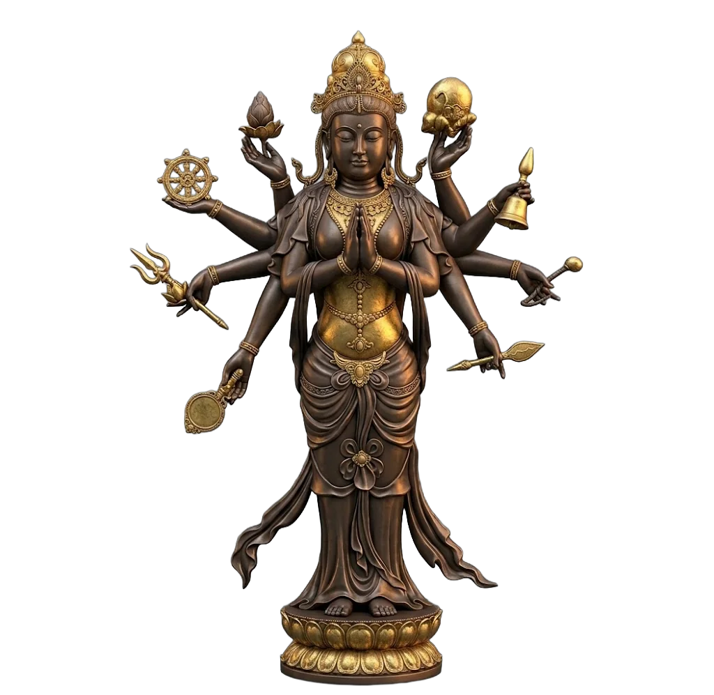 Multi-Armed Divine Deity Relief | CNC Wood Carving & 3D Printing STL 3d model