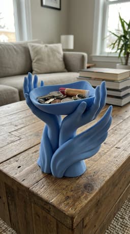 Angel Hands Catchall Tray STL – Sculptural Key Bowl Organizer – 3D Printed Entryway Decor Dish 3d model