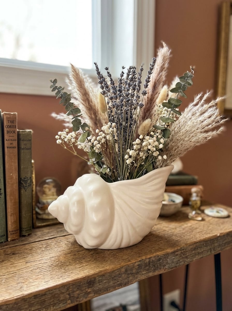 Coastal Conch Shell Decorative Planter and Vase 3d model