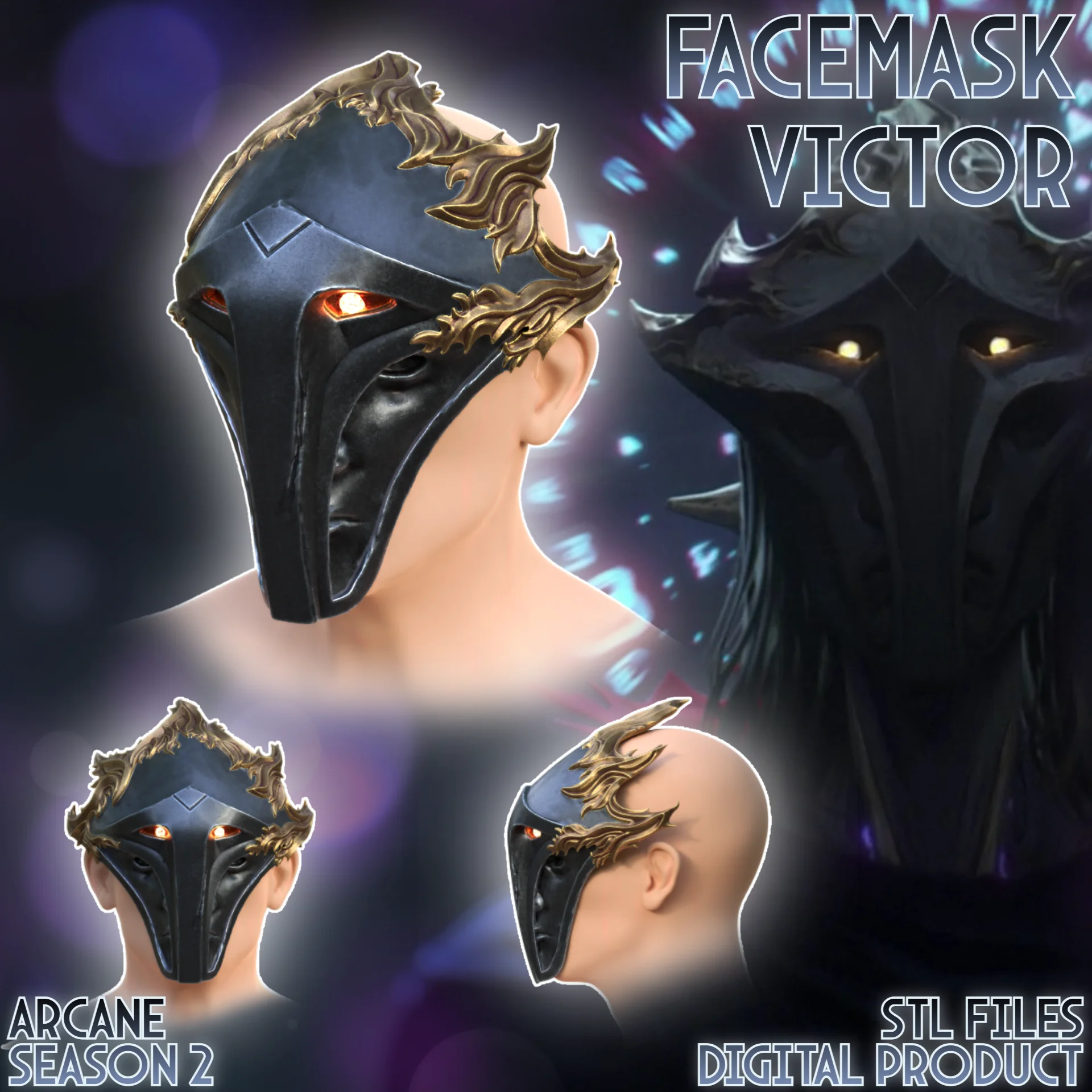 Viktor Hexteck Form Cosplay Mask Arcane League of Legends 3d model