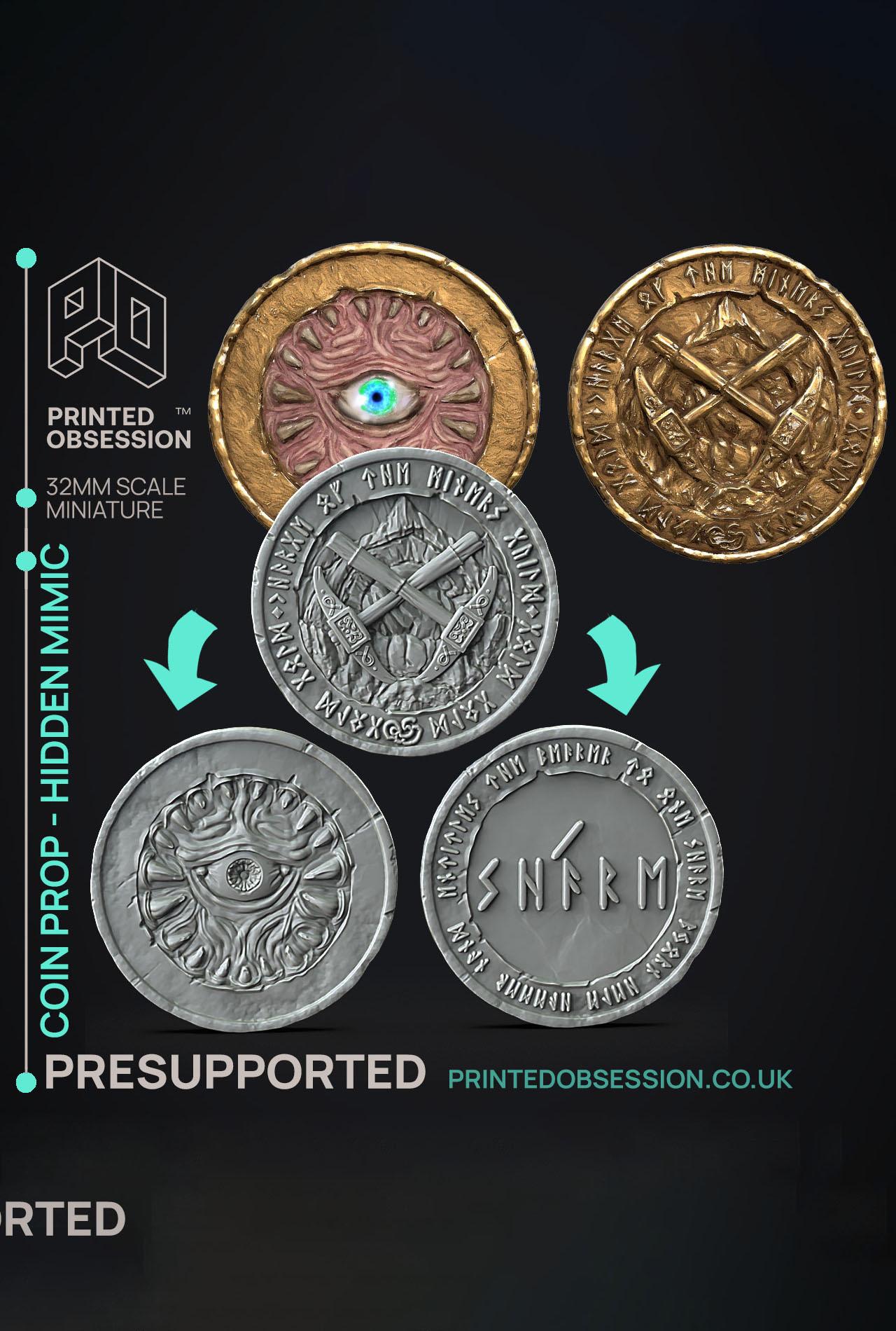 Coin - Props - Flesh of Gold - PRESUPPORTED - Illustrated and Stats - 32mm scale			 3d model
