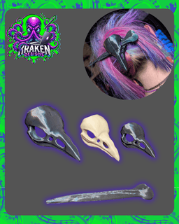 Raven/Crow skull hair pin 3d model