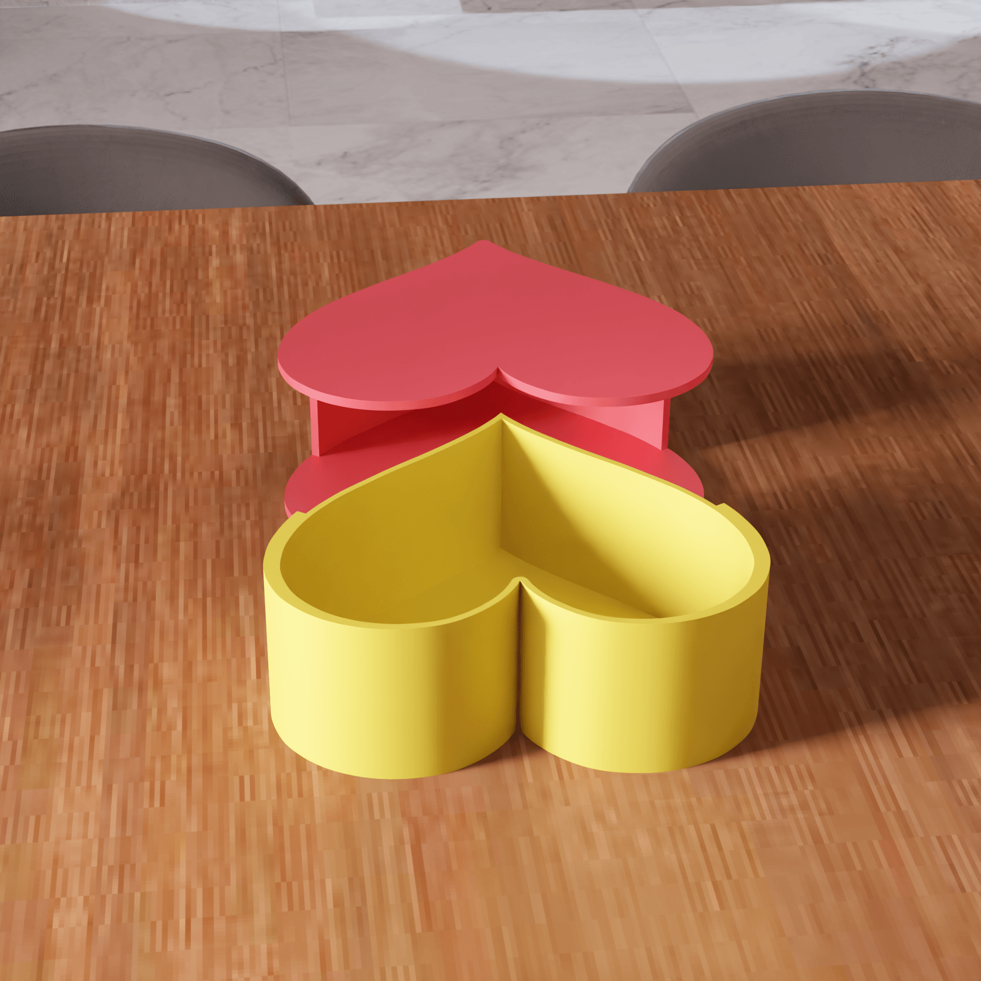 Nesting Heart Shaped Modular Storage Box 3d model